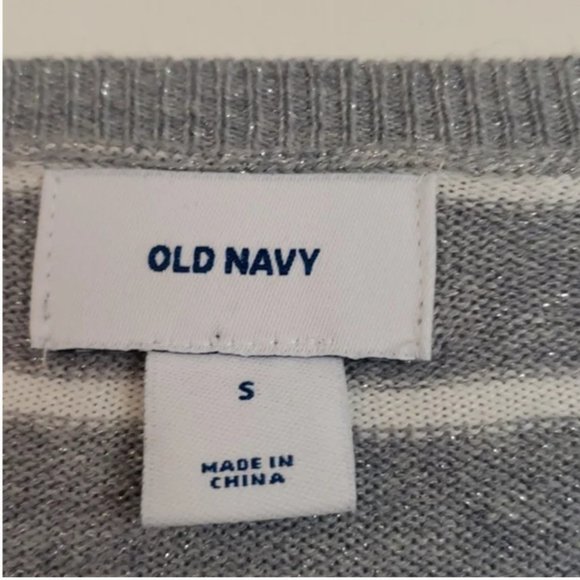 OLD NAVY GLITTER GRAY STRIPED SWEATER, SIZE S - Picture 5 of 10